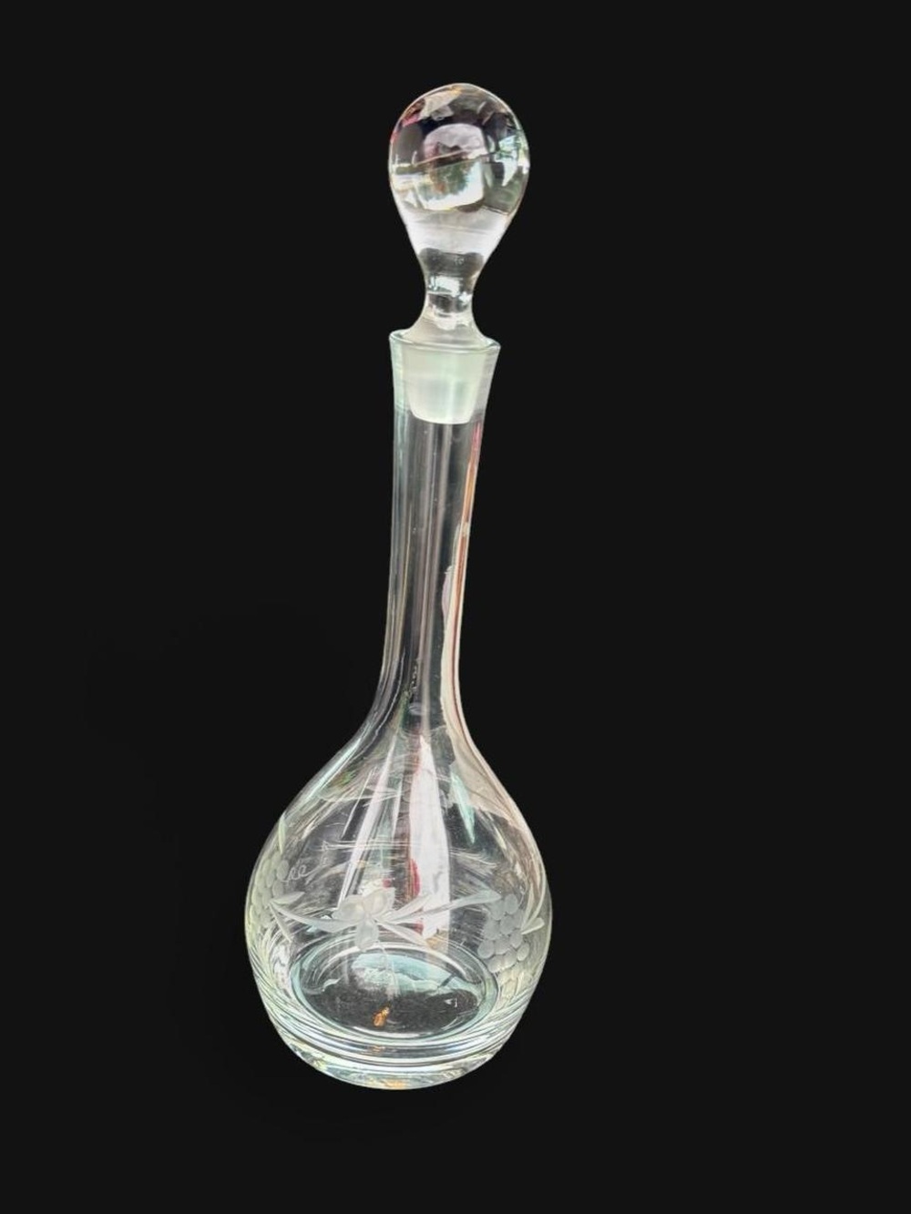 Etched Glass Decanter with Stopper - Clear